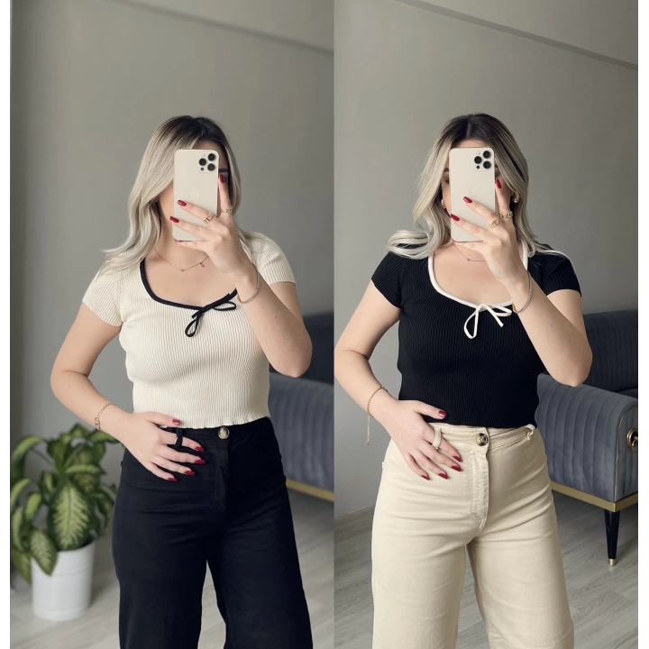 Brshka Model Kontrast Fiyonklu Bluz