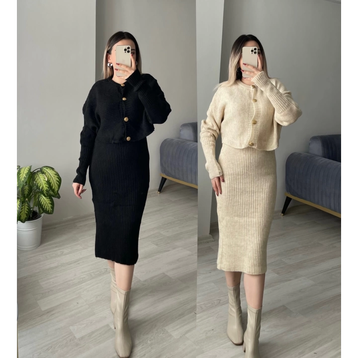 Elbise&Hırka İkili Triko Takımlar