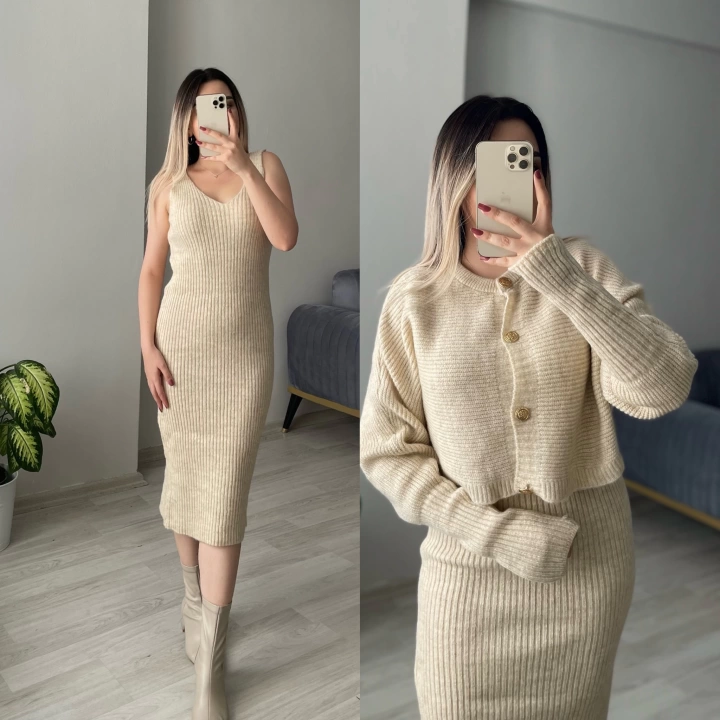 Elbise&Hırka İkili Triko Takımlar