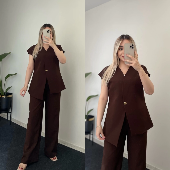 Premium Kalite Yelek Takım Acı Kahve