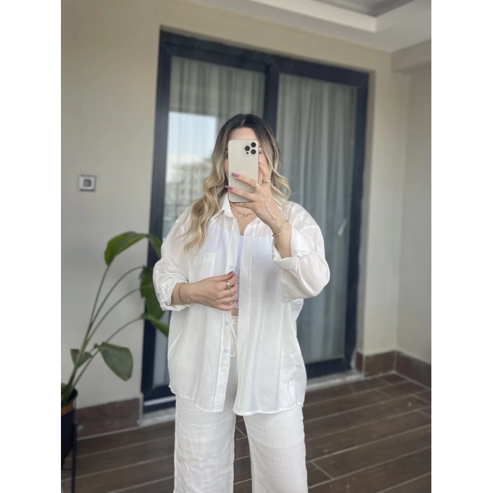 Beyaz Modal Gömlek