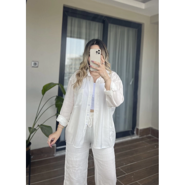 Beyaz Modal Gömlek