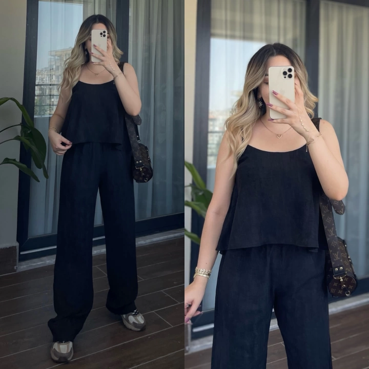 İp Askılı Siyah Takım