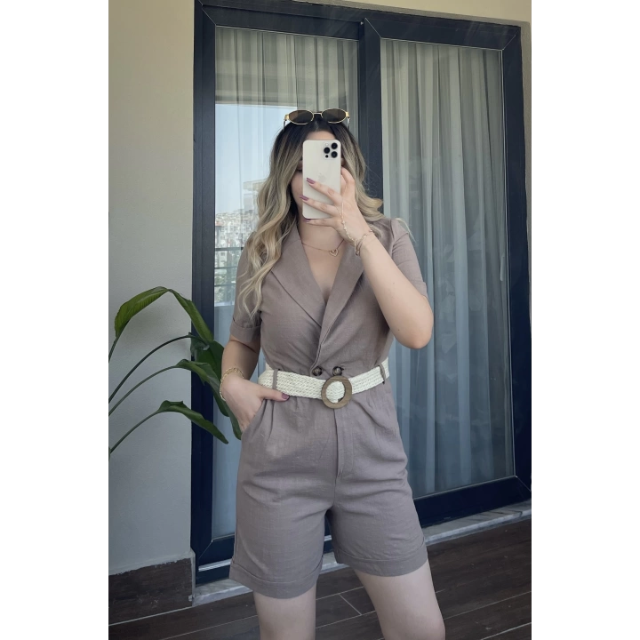 Kahverengi Keten Tulum