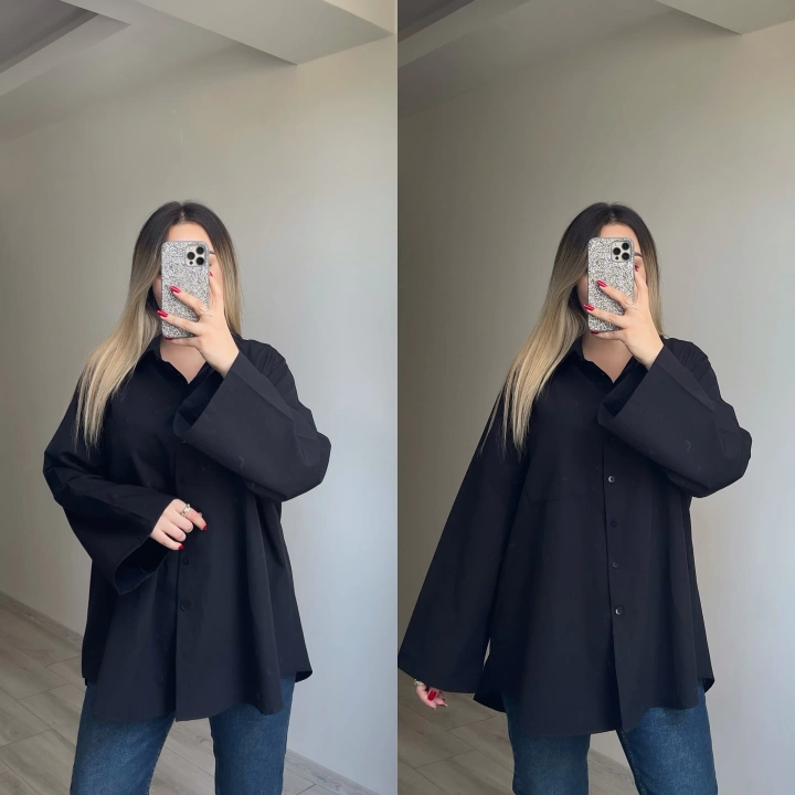 Oversize Gömlek Siyah