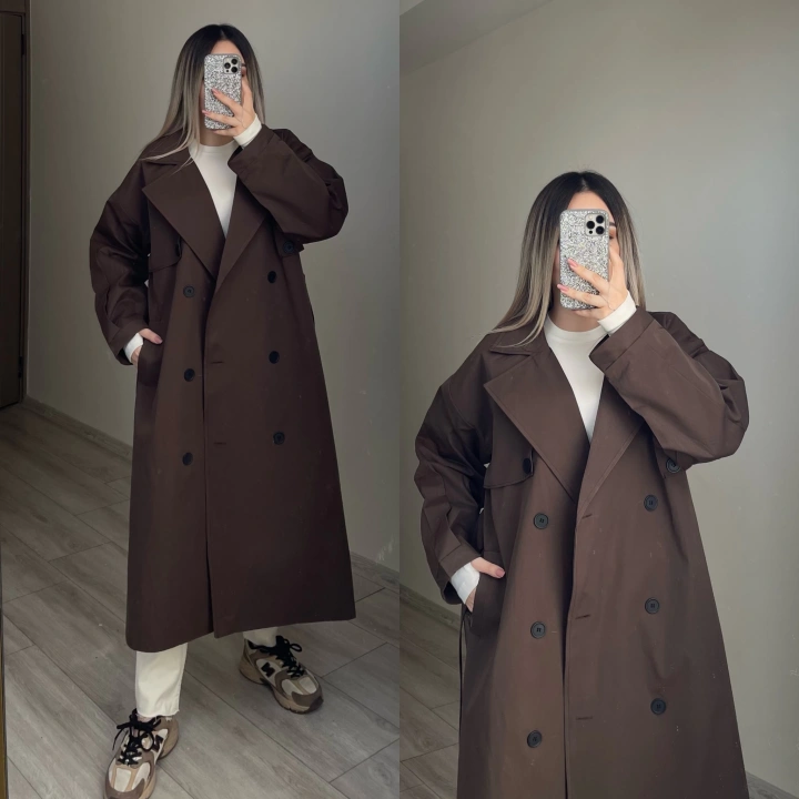 Mssimo Acı Kahve Oversize Trençkot