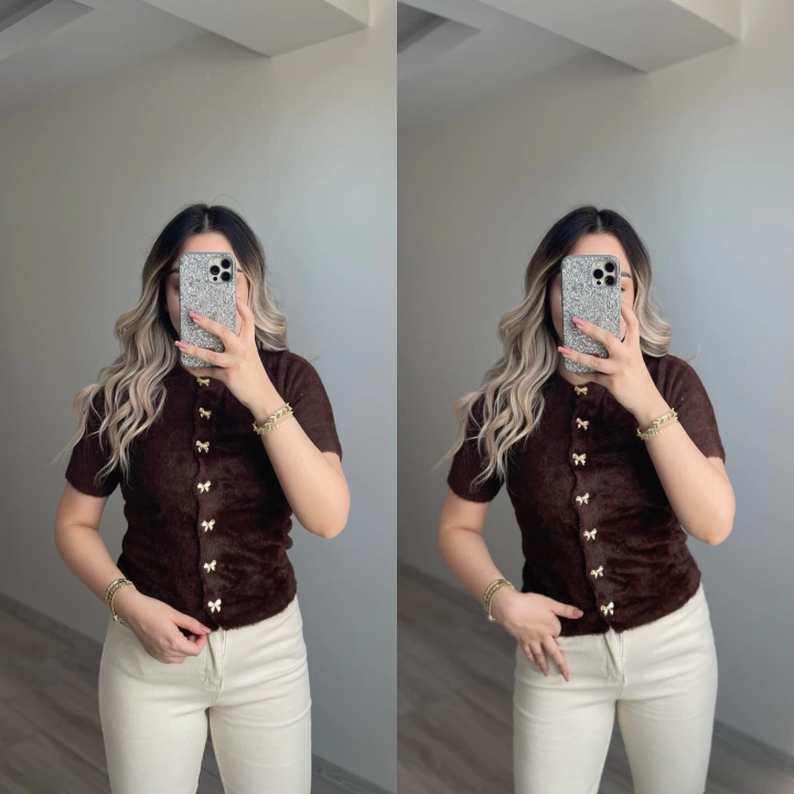 Kurdela Düğmeli Yumoş Hırka Acı Kahve