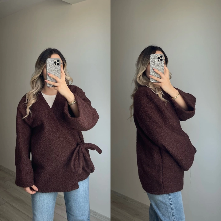 Teddy Kumaş Acı Kahve Kimono