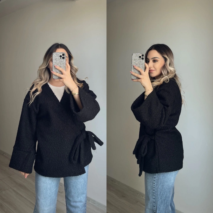 Teddy Kumaş Siyah Kimono