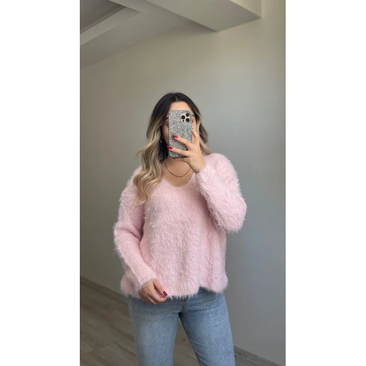 V Yaka Toz Pembe Sakallı Kazak