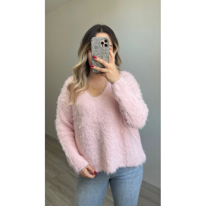 V Yaka Toz Pembe Sakallı Kazak