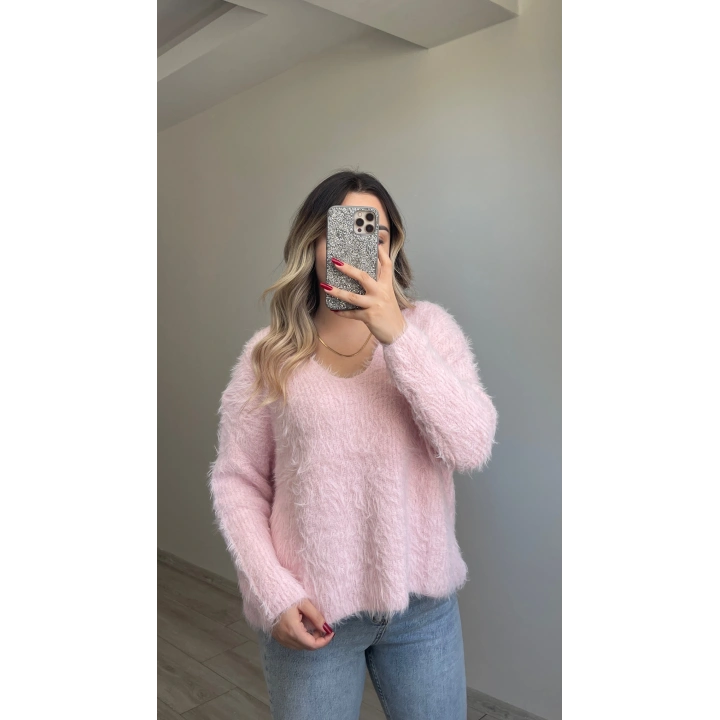 V Yaka Toz Pembe Sakallı Kazak