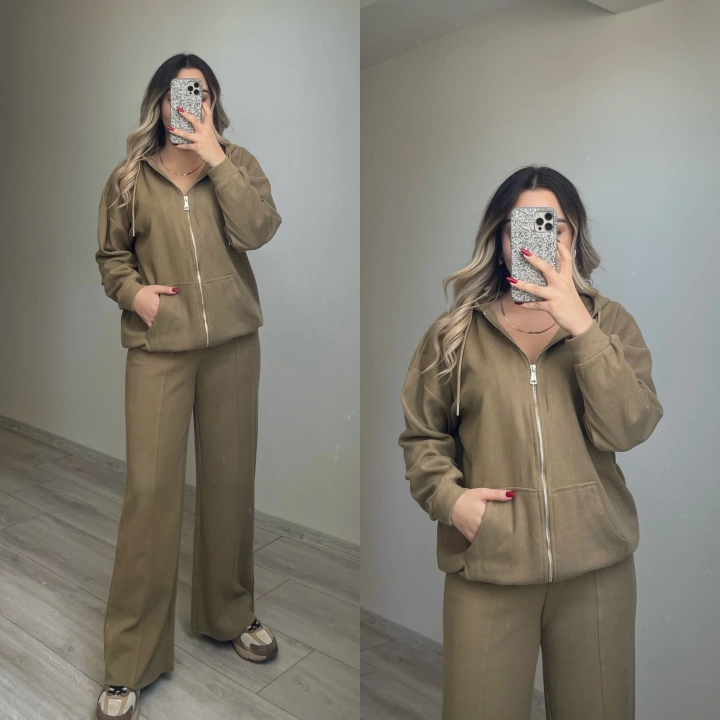 Toprak Rengi Kapuşonlu Takım