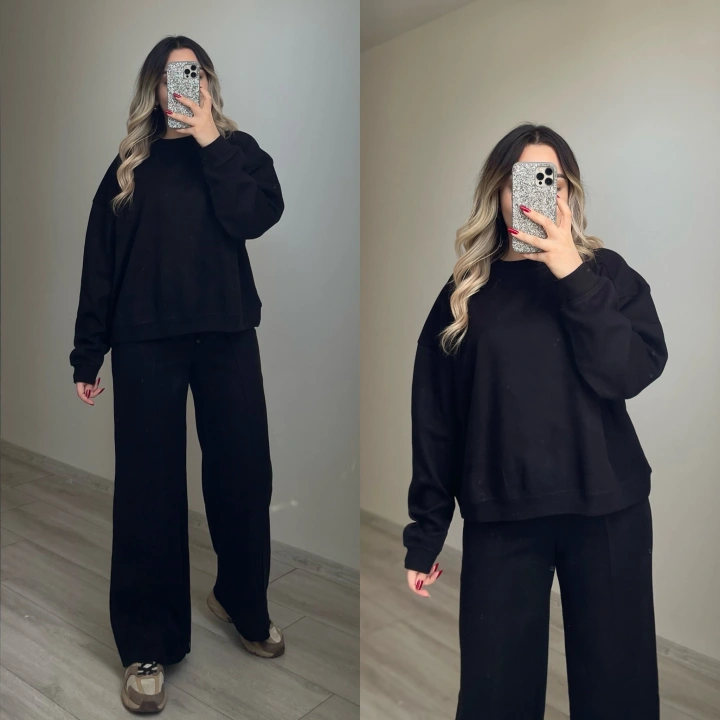 Siyah Bisiklet Yaka Triko Takım