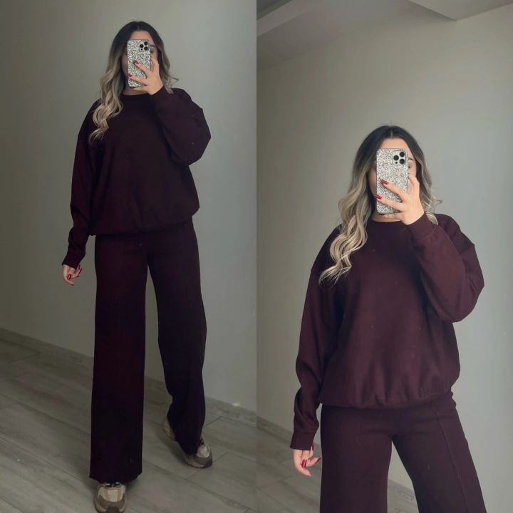 Bordo Bisiklet Yaka Triko Takım