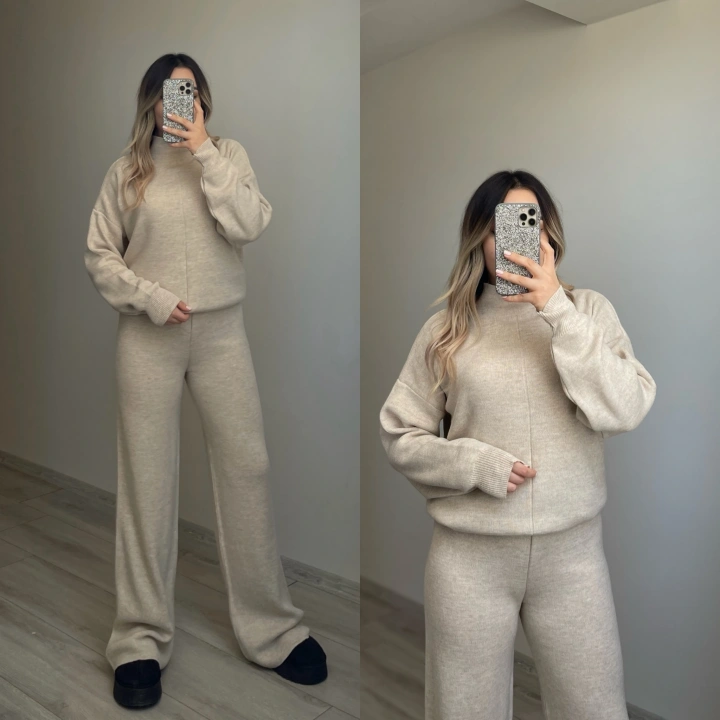 Taş Rengi Triko Takım