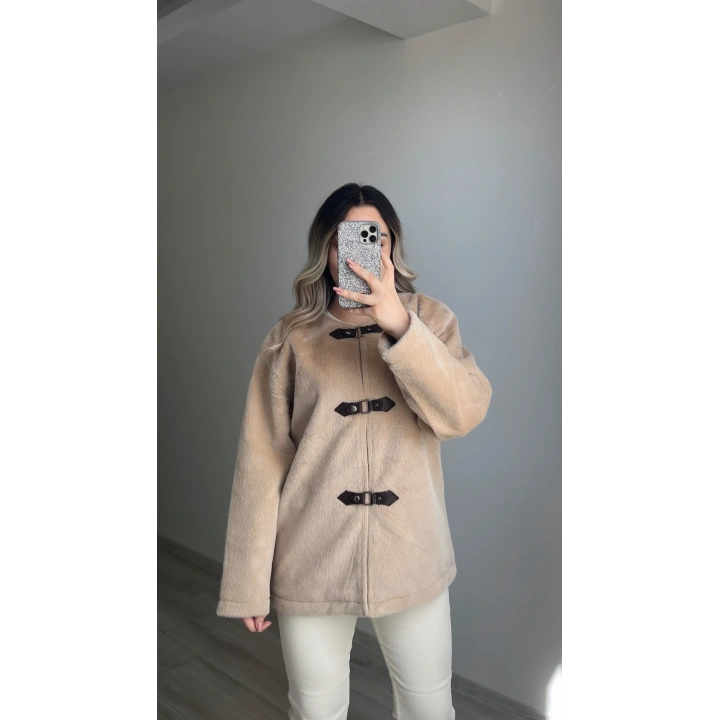 ZR Model Bej Rengi Peluş Ceket