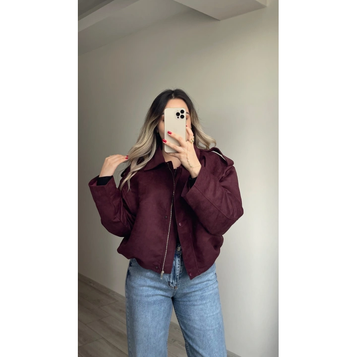 ZR Model Süet Bomber Ceket Bordo