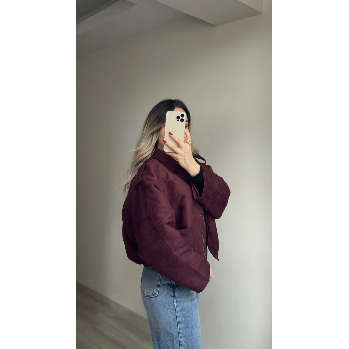 ZR Model Süet Bomber Ceket Bordo