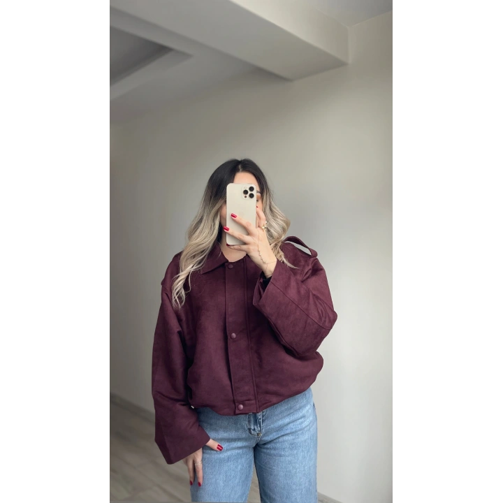 ZR Model Süet Bomber Ceket Bordo