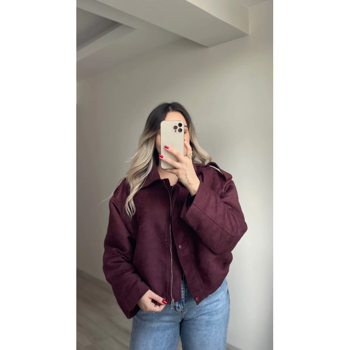 ZR Model Süet Bomber Ceket Bordo