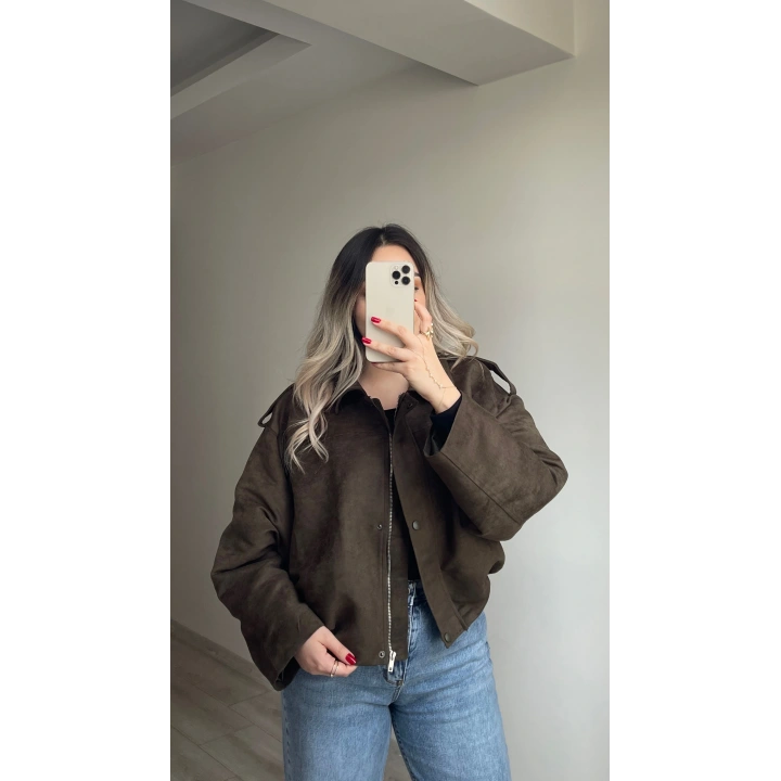 ZR Model Süet Bomber Ceket Haki