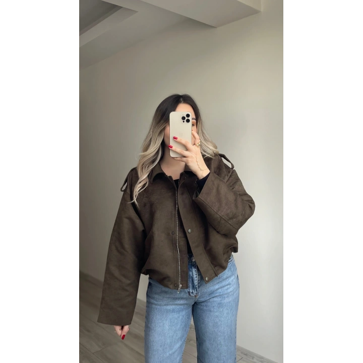 ZR Model Süet Bomber Ceket Haki