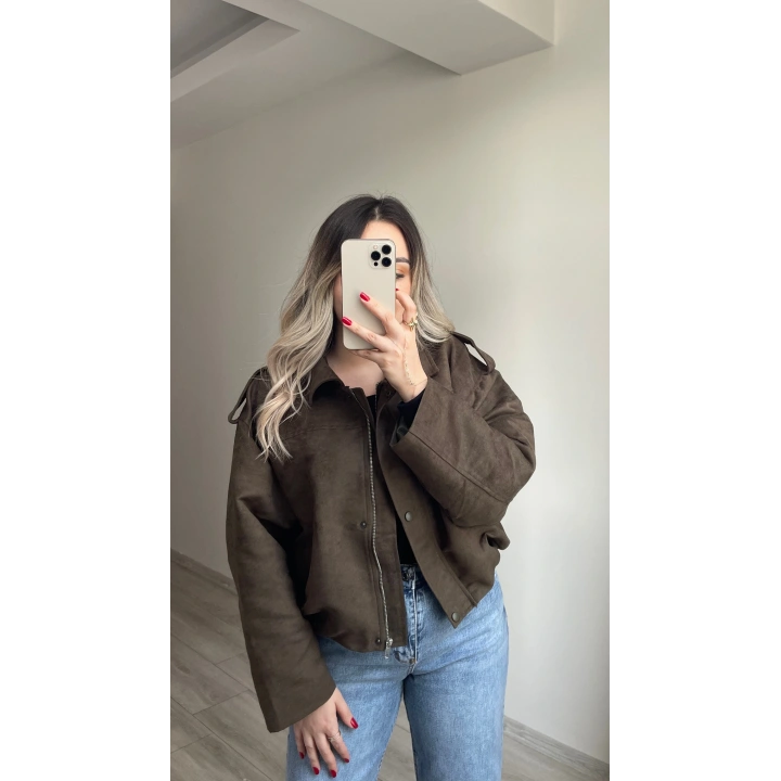 ZR Model Süet Bomber Ceket Haki
