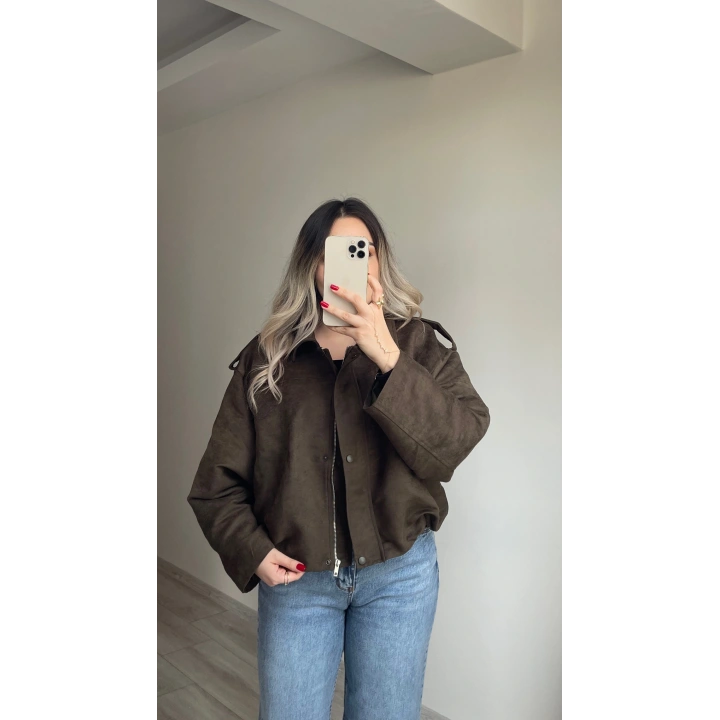 ZR Model Süet Bomber Ceket Haki