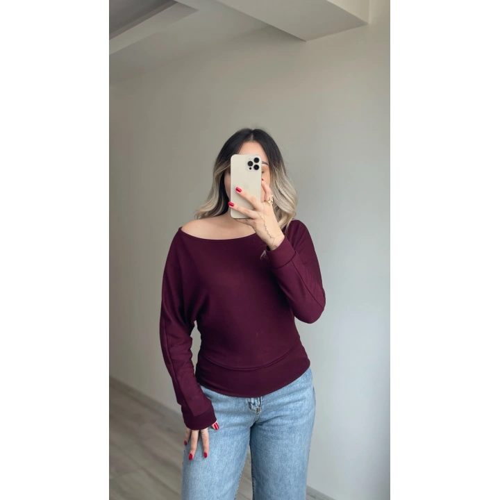 Oysh Yarasa Kol Bluz Bordo