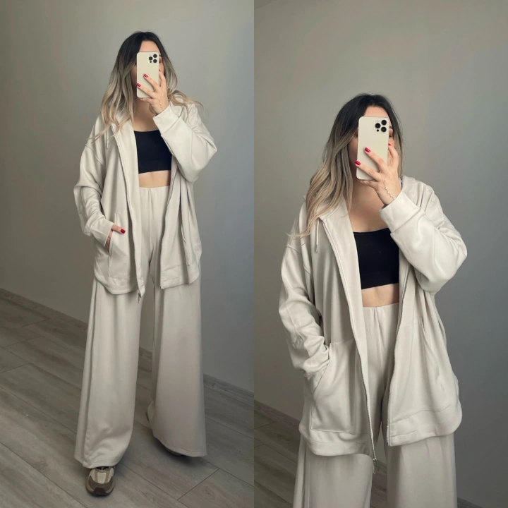 Oversize Modal Takım Taş Rengi