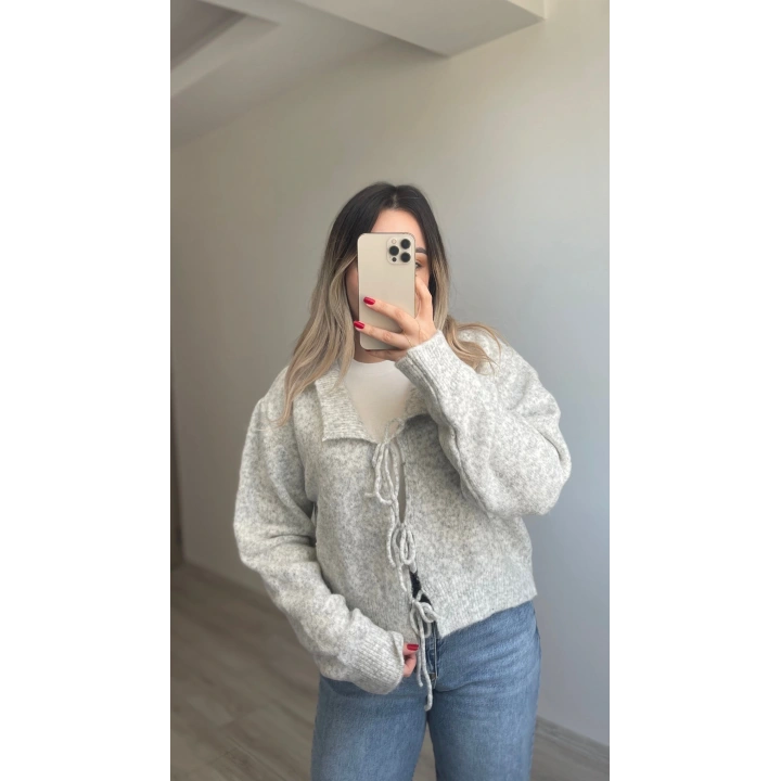 Yumoş Hırka Açık Gri