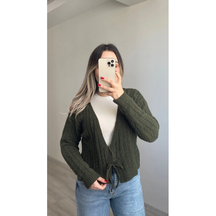 Örgü Yumoş Hırka Haki