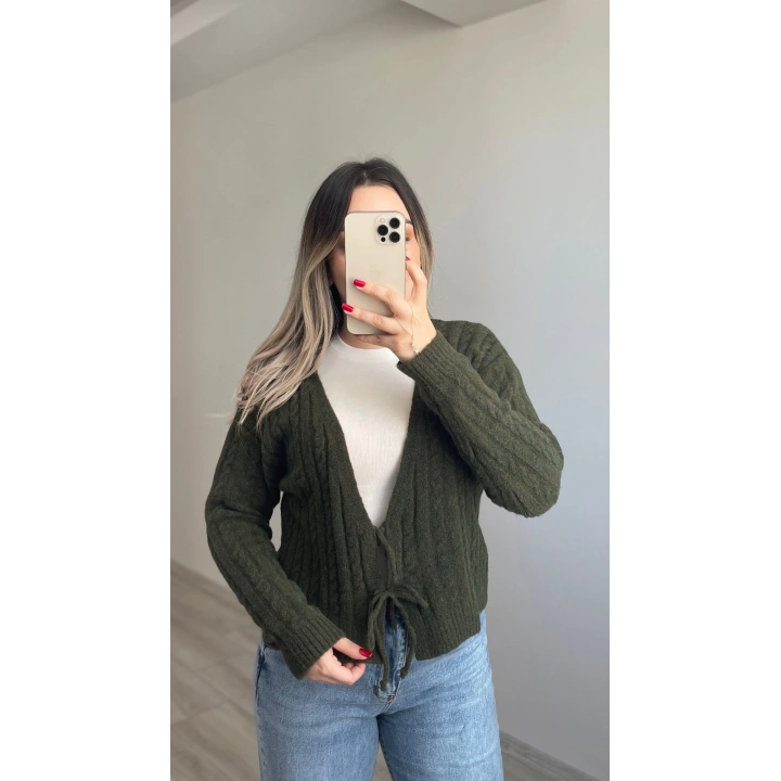 Örgü Yumoş Hırka Haki