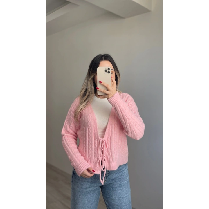 Örgü Yumoş Hırka Pembe