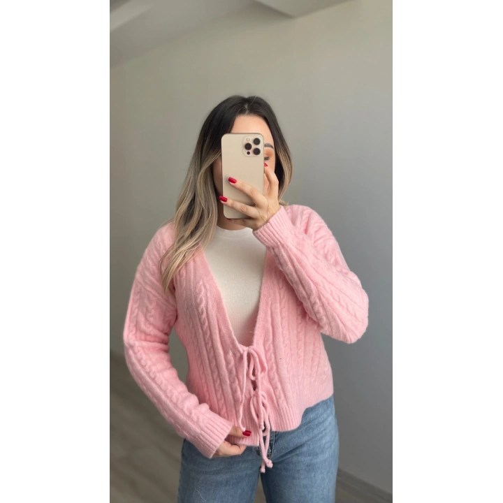 Örgü Yumoş Hırka Pembe