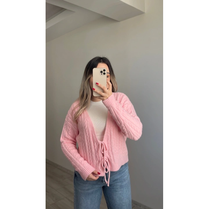 Örgü Yumoş Hırka Pembe