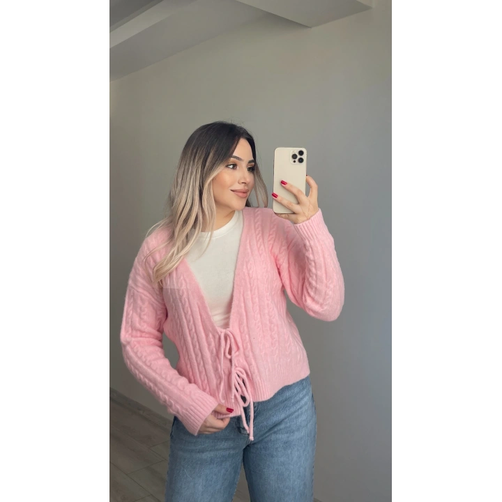 Örgü Yumoş Hırka Pembe