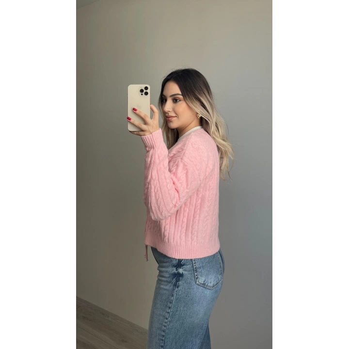 Örgü Yumoş Hırka Pembe