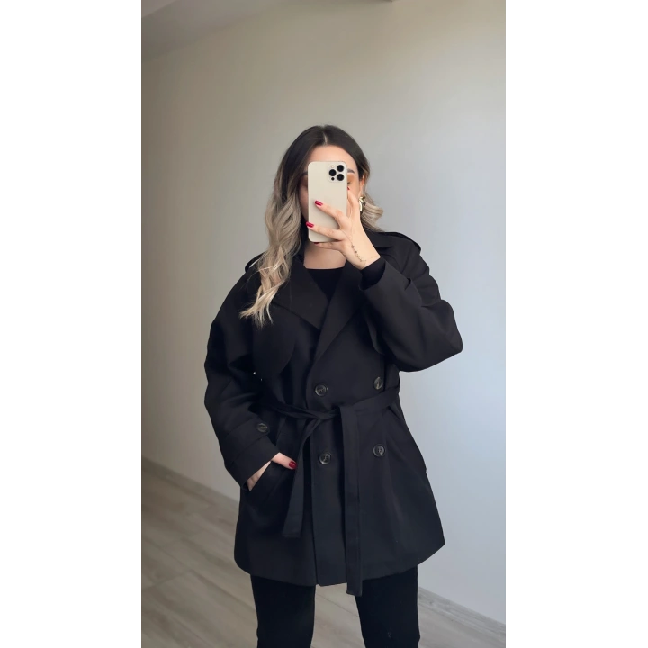 Premium Kalite Siyah Ara Boy Trenç