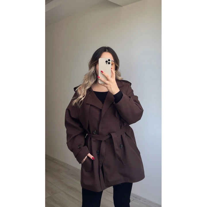 Premium Kalite Acı Kahve Ara Boy Trenç