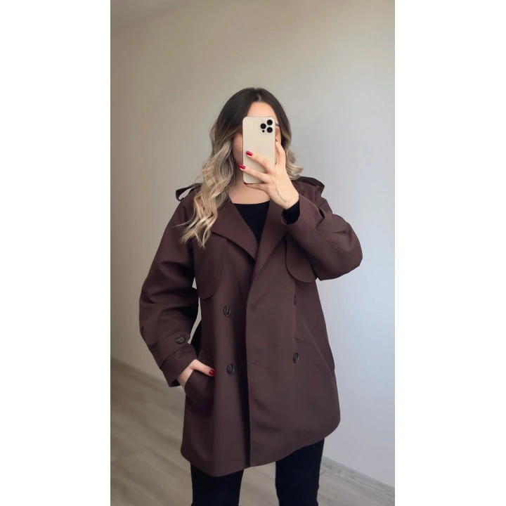 Premium Kalite Acı Kahve Ara Boy Trenç