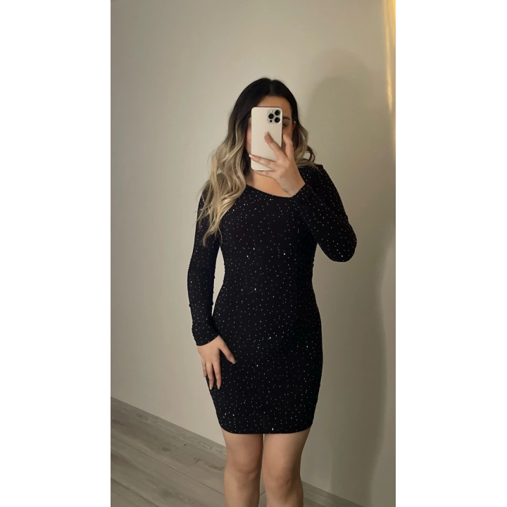 Siyah Işıltılı Elbise