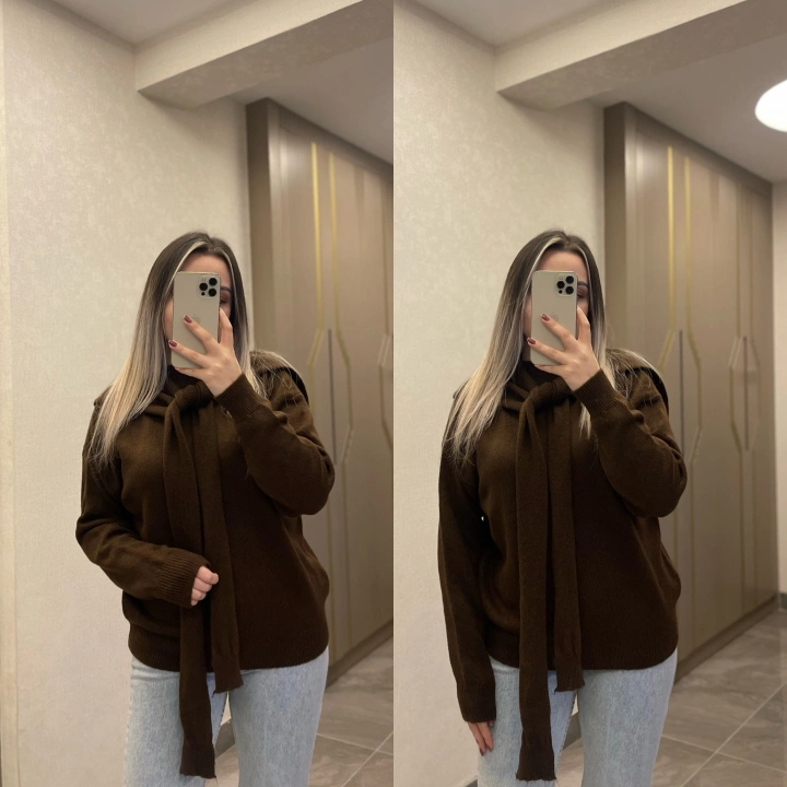 Acı Kahve Şallı Kazak