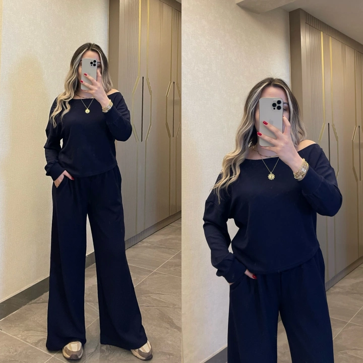 Kayık Yaka Modal Takım Lacivert