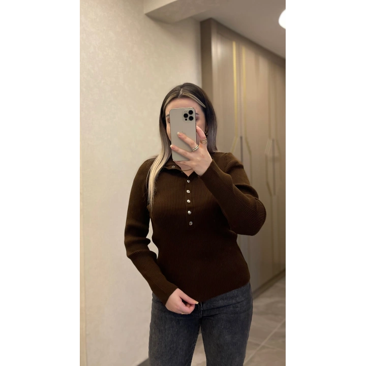 Acı Kahve Çıtçıtlı Premium Triko