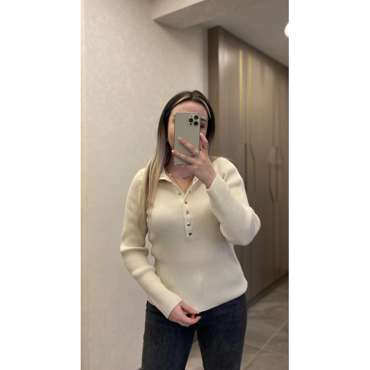 Ekru Çıtçıtlı Premium Triko