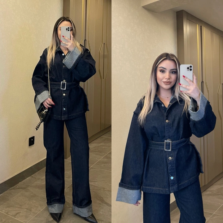 Katlamalı Denim Takım