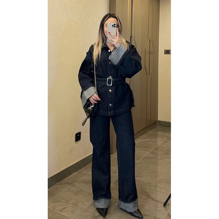 Katlamalı Denim Takım