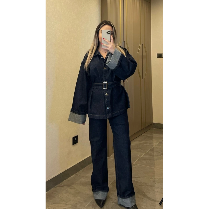 Katlamalı Denim Takım